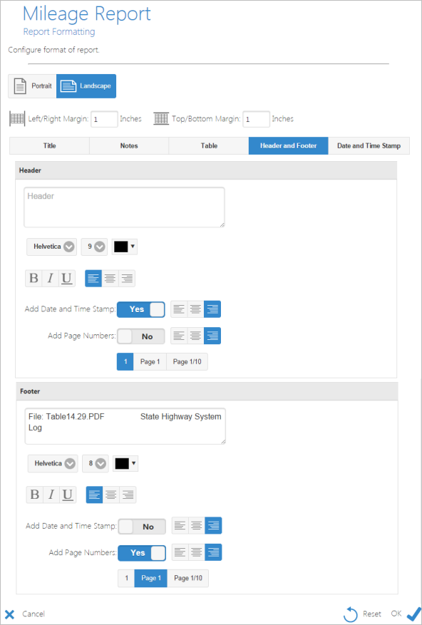 Adding header and footer